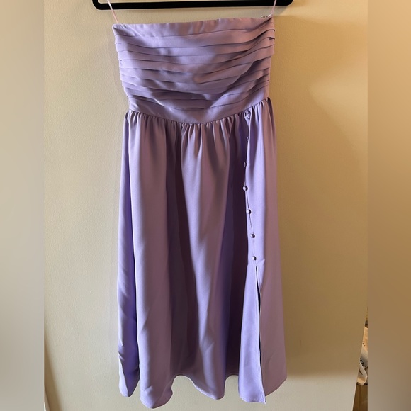 Little Mistress bandeau flare dress in lilac - Picture 6 of 9